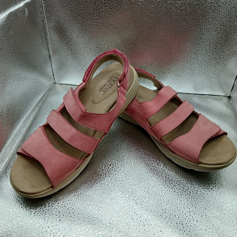 Hotter Pink Leather Sandals with Wide Straps Women's Size 8.5